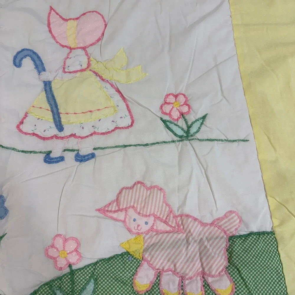 Baby Togs Vintage Bo Peep Sheep Nursery Quilt Blanket Pastel Applique 35x45